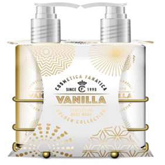 Cosmetica Fanatica Fanatica Vanilla Duschgel 250 ml + Körperlotion 250 ml + goldener Metallständer, Kosmetikset