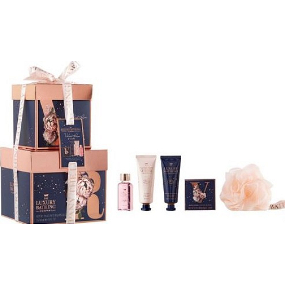 Grace Cole Velvet Rose & Peony Duschgel 50 ml + Handcreme 50 ml + Körpercreme 50 ml + Schaumbad 80 g + Waschschwamm, Kosmetikset für Frauen