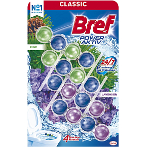 Bref Power Aktiv Kiefer & Lavendel tuhý WC blok, 4× 50 g