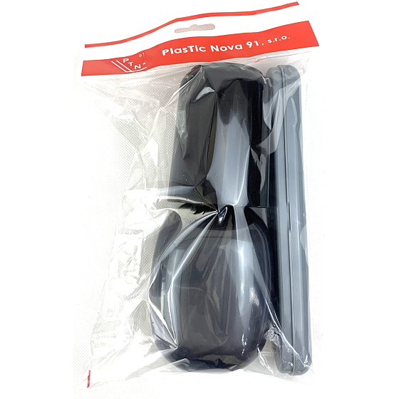 Plastic Nova Toiletry Bag Set - Reise-Toilettenset Schwarz, Becher, Zahnbürste und Seifenkoffer 3 Stück