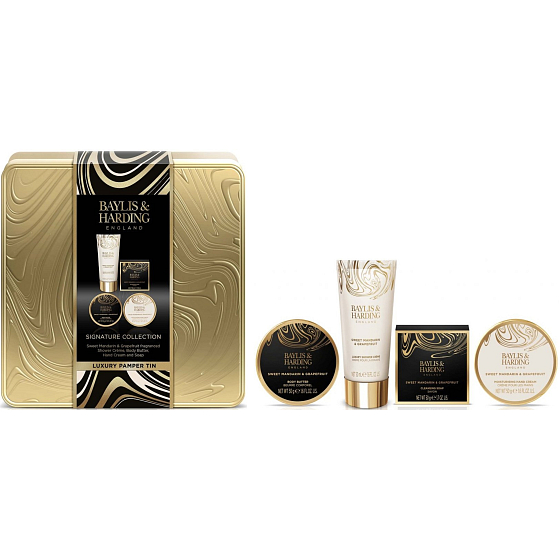 Baylis & Harding Tangerine and Grapefruit Duschcreme 50 ml + Körperbutter 50 ml + Handcreme 50 ml + Toilettenseife 50 g + Dose, Kosmetikset für Frauen