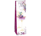 Ditipo Papier Geschenktüte für Flasche 12,3 x 7,8 x 36,2 cm weiß lila Gläser