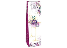 Ditipo Papier Geschenktüte für Flasche 12,3 x 7,8 x 36,2 cm weiß lila Gläser
