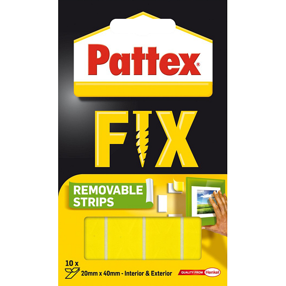 Pattex Fix doppelseitige Klebestreifen, 20×40 mm, Tragfähigkeit bis zu 2 kg, 10 Stück