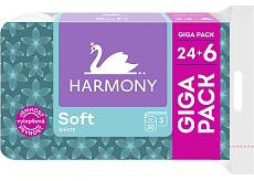 Harmony Soft White 3-lagiger Toilettenpapier, 30 Rollen, 15 m Rolle