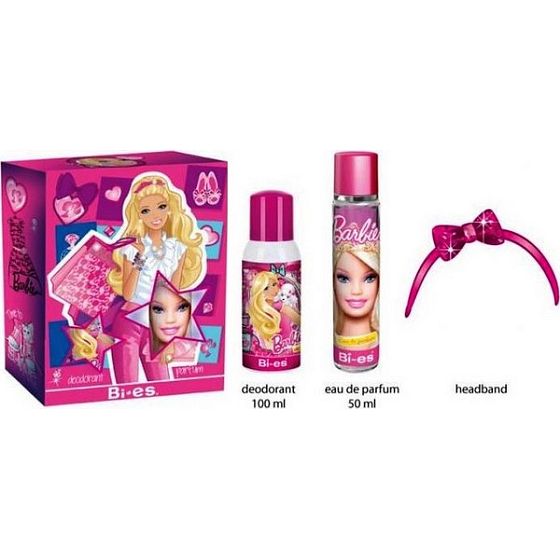 Mattel Barbie parfümiertes Wasser für Mädchen 50 ml + Deodorant 100 ml + Stirnband für Kinder Kosmetikset