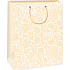 Ditipo Geschenk Papiertüte 32,4 x 10,2 x 44,5 cm weiß beige Spitzenmuster