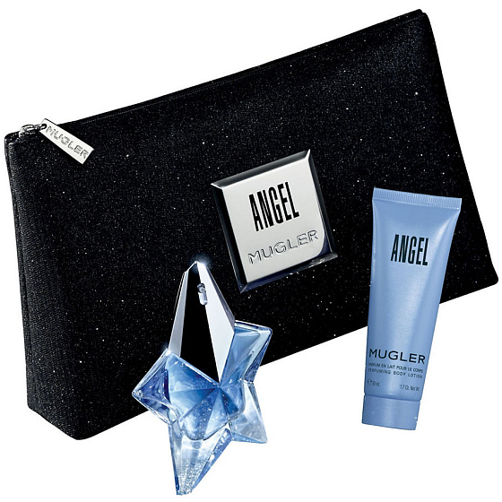 Thierry Mugler Angel parfümierte wasserfüllbare Flasche für Frauen 25 ml + Körperlotion 50 ml + Hülle, Geschenkset