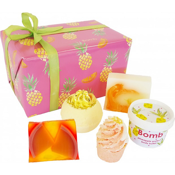 Bomb Cosmetics Exotic - Total tropisch ballistisch 160 g + Block 50 g + Seife 2 x 100 g + Körperbutter 200 ml, Kosmetikset