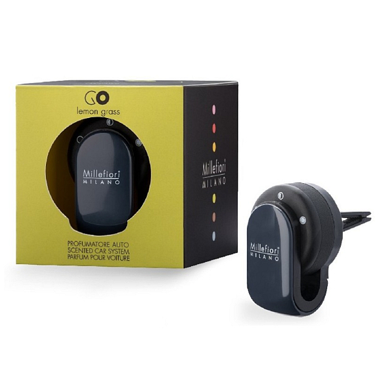 Millefiori Milano Go Zitronengras - Zitronengras Auto Duft schwarz riecht bis zu 2 Monaten 54 g