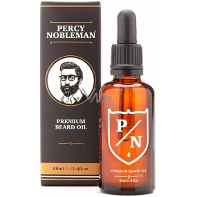 Percy Nobleman Premium Bartöl Premium Bartöl für Männer mit einem holzigen Duft und einem subtilen süßen Vanilleton von 50 ml