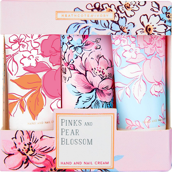 Heathcote & Ivory Pinks & Pear Blossom Hand- und Nagelcreme 3 x 30 ml, Kosmetikset