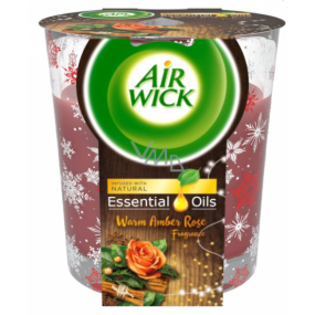 Air Wick Ätherische Öle Warme Bernsteinrose - Duftkerze mit Bernsteinrose in Glas 105 g