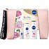 Nivea Rose Vibes Bodylotion 400 ml + Duschgel 250 ml + Antitranspirant Roll-on 50 ml + Etui, Kosmetikset für Damen