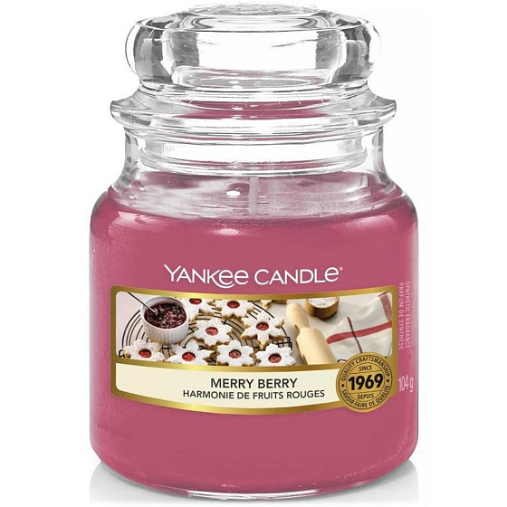 Yankee Candle Merry Berry - Linzer Bonbon-Duftkerze Classic kleines Glas 104 g
