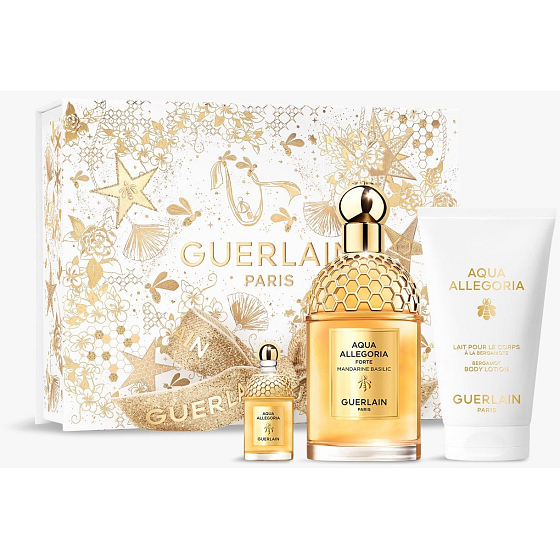 Guerlain Aqua Allegoria Mandarine Basilic Forte Eau de Parfum 125 ml + Body Lotion 75 ml + Eau de Parfum 7,5 ml Miniatur, Geschenkset für Frauen
