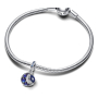 Charm Sterling Silber 925 Halbmond mit königsblauem, sternenblauem und hellblauem Kristall, Universum Armband Anhänger
