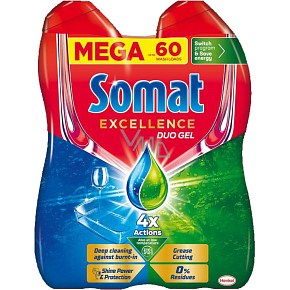 Somat Excellence Duo Gel für Geschirrspüler, 2× 540 ml, 60 Anwendungen