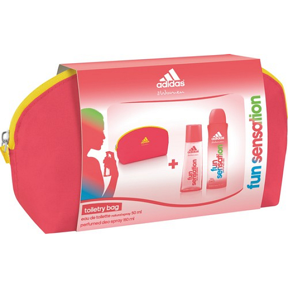 Adidas Fun Sensation Eau de Toilette 50 ml + Deodorant Spray 150 ml + Toilettentasche, Geschenkset