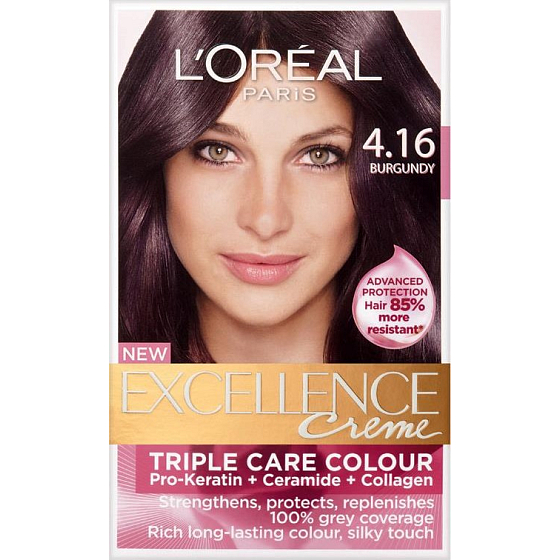 Loreal Excellence Creme 4.16 braune rotviolette Haarfarbe