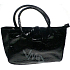 Dove Handbag glänzendes Leder, mit dekorativem Knopf, schwarz 28 x 19 x 9 cm
