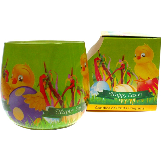 Santo Candles Frohe Ostern Hühner hellgrüne Verpackung Duftkerze in Glas 100 g