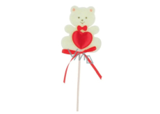 Filz Teddybär mit Herz beige Aussparung 6,5 cm + Spieße