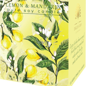 Englische Seife Zitrone & Mandarin Soja Duftkerze 170 ml, Brenndauer bis zu 35 Stunden