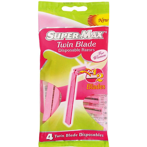 Super-Max Twin Blade 2-Klingen-Rasierer für Frauen 4 Stück