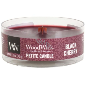 WoodWick Black Cherry - Schwarzkirsch-Duftkerze mit zierlichem Holzdocht 31 g