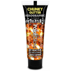 Diva & Nice Chunky Glitter Holographisches UV-Dekorgel für Körper und Gesicht Summer Dreams - gelb-orange 13 ml