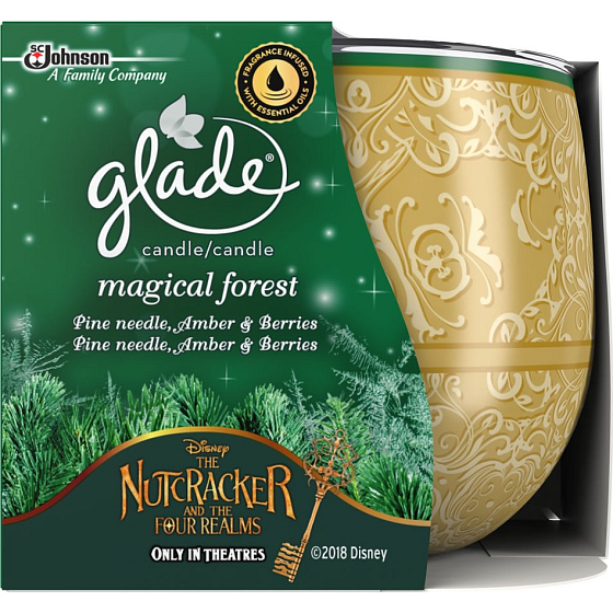 Glade Magical Forest - Duftkerze aus Kiefernnadeln, Bernstein und Waldfrüchten in Glas, Brenndauer bis zu 30 Stunden 120 g