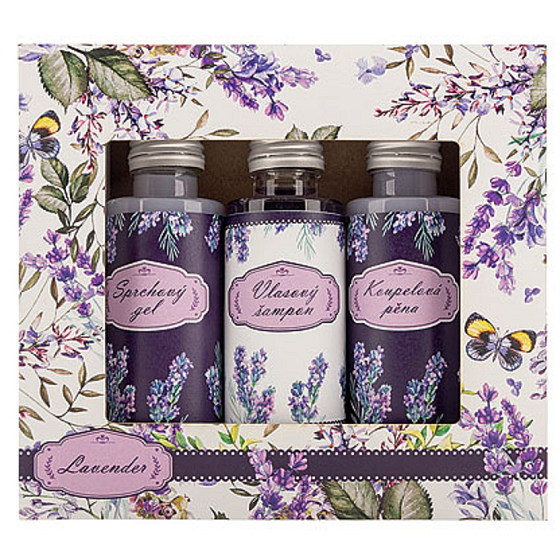 Bohemia Gifts Lavendel Duschgel 50 ml + Shampoo 50 ml + Schaum 50 ml, Kosmetikset