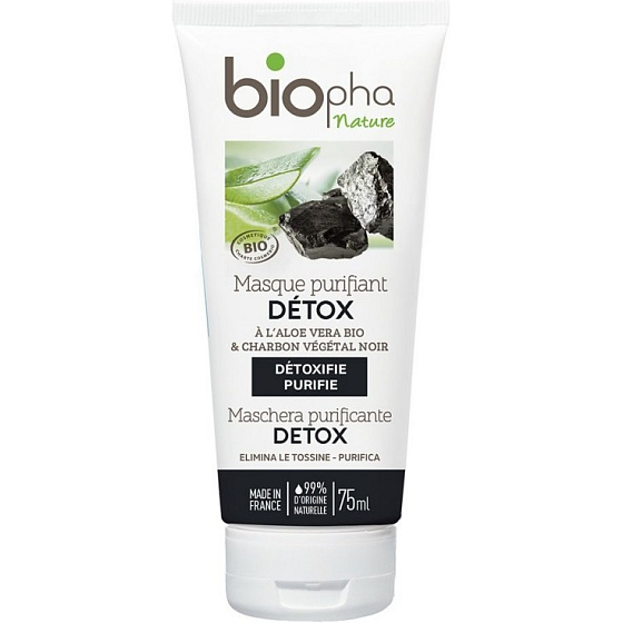 BioPha Detox Reinigungsgesichtsmaske mit schwarzer Holzkohle 75 ml