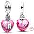 Charms Sterling Silber 925 Mysteriöses Herz mit rotem Muranoglas Liebestrank, Anhänger für Armband