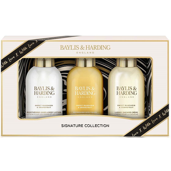 Baylis & Harding Tangerine and Grapefruit Duschcreme 100 ml + Körperlotion 100 ml + Duschgel 100 ml + Körperschwamm, Kosmetikset für Frauen