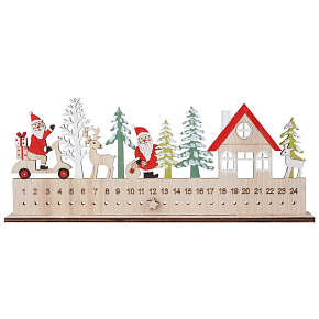 Adventskalender Holz Santa 25 x 10 cm