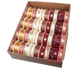 Ditipo Fabric Weihnachtsband mit Draht Dunkelrot mit goldenen Sternen 2 m x 40 mm