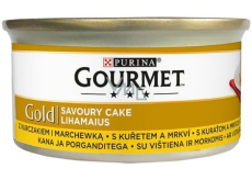 Gourmet Gold Savoury Cake grobe Pastete mit Huhn und Karotten in Dosen für ausgewachsene Katzen 85 g