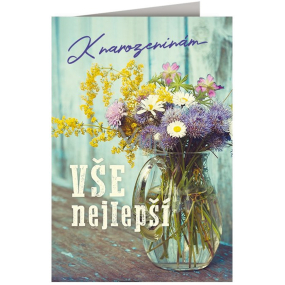 Nekupto Geburtstagskarte mit Wiesenblumen 115 x 170 mm Nekupto Geburtstagskarte mit Wiesenblumen 115 x 170 mm