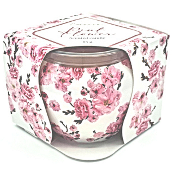 Emocio Pink Flower - Rosa Blumen dekorative Duftkerze im Glas 70 x 62 mm