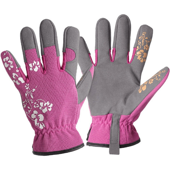 Picea Arbeits手schuhe kombiniert mit Leder in der Handfläche, rosa, Größe 7, 1 Paar
