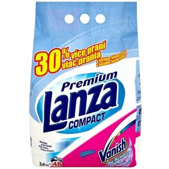 Lanza Compact Waschpulver für weiße Wäsche mit Vanish Oxi Action 48 Dosen 3,6 kg