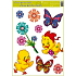 Fensterfolie ohne Leim Huhn mit rotem Band 42 x 30 cm