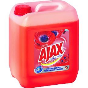 Ajax auf Böden und Oberflächen Floral Fiesta Rote Blumen universelles Reinigungsmittel, Mohn, 5 l