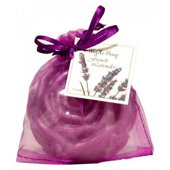 Soaptree Lavendel Luxusseife mit Mandelöl im Organzabeutel Blüte 80 g