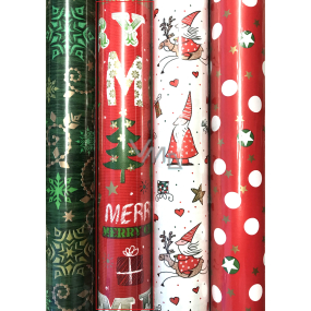 Zöwie Geschenkpapier 70 x 500 cm Weihnachtsrotgrün Banner, Bäume, Schneemann
