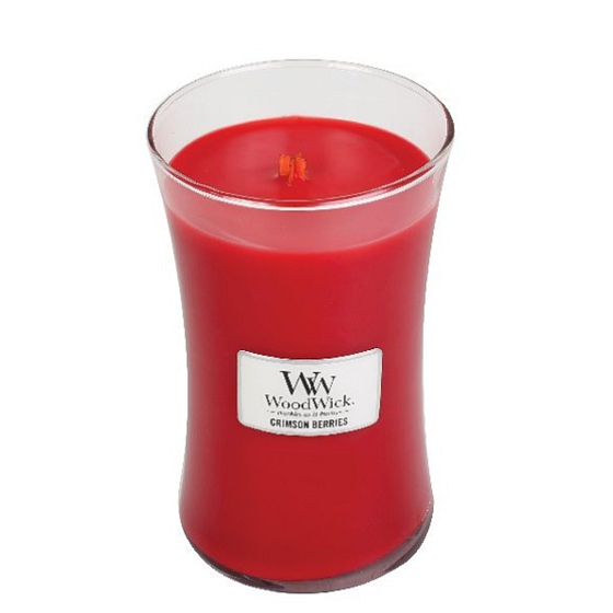 WoodWick Crimson Berries Duftkerze mit Holzdocht und Deckel Glas groß 609,5 g