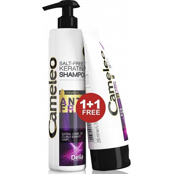 Delia Cosmetics Cameleo Arganöl-Shampoo für welliges und lockiges Haar 250 ml + Spülung 200 ml, Duopack