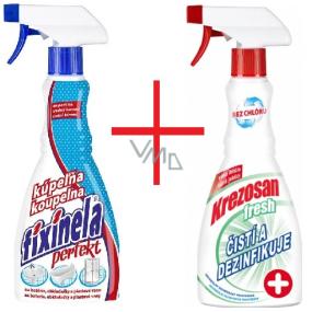 Fixinela Perfekt Badezimmer Flüssigreiniger 500 ml Spray + Krezosan Fresh Reinigungs- und Desinfektionsreiniger 500 ml Spray